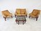 Mid-Century Bamboo and Leather Sofa Set, 1970s, Set of 4 3