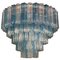 Large Italian Blue and Ice Murano Glass Tronchi Chandelier, Image 1