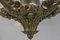 Art Deco Kronleuchter aus Bronze & Glas mit fünf Leuchten und Blumenmotiven, 1920er 9