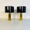Mid-Century Italian Modern Brass Table Lamps with Cylindrical Lampshade, 1970s, Set of 2, Image 3