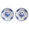 White Faïencerie Plates with Indigo Blue Decorations, Set of 2 1
