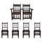 Early 20th Century Spanish Carved Chairs & Armchairs with Wood Seat, Set of 6 1