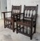 Early 20th Century Spanish Carved Chairs & Armchairs with Wood Seat, Set of 6, Image 2