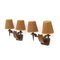 Wooden Lamps with Canvas Diffusers, 1930s, Set of 2 3