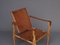 Vintage Leather and Beech Wood Safari Chair, 1970s 5