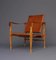 Vintage Leather and Beech Wood Safari Chair, 1970s, Image 1