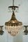 Jugendstil Kronleuchter aus Messing & Kristallglas mit 1 Leuchte in Form eines Heißluftballons 5