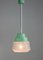 Kleine Türkisfarbene Deckenlampe aus Glas, 1960er 10