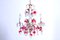 Vintage Chandelier with Transparent Ball Pendants and Red Leaves 2