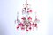 Vintage Chandelier with Transparent Ball Pendants and Red Leaves, Image 2