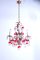 Vintage Chandelier with Transparent Ball Pendants and Red Leaves 13