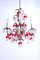 Vintage Chandelier with Transparent Ball Pendants and Red Leaves, Image 4