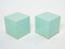 Turquoise Blue Lacquer and Brass Cube End Tables by Jean Claude Mahey, 1970s, Set of 2, Image 3