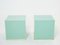 Turquoise Blue Lacquer and Brass Cube End Tables by Jean Claude Mahey, 1970s, Set of 2 1