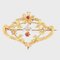 French Natural Pearl & Ruby 18 Karat Yellow Gold Brooch, 1900s 3