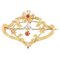 French Natural Pearl & Ruby 18 Karat Yellow Gold Brooch, 1900s 1