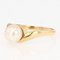 French Modern Cultured Pearl 18 Karat Yellow Gold Ring 4
