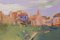 Post Impressionist Landscape with Village, Oil on Canvas, Framed 2