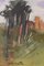 Paesaggio post impressionista con villaggio, olio su tela, con cornice, Immagine 3
