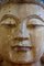 Grande Tête de Bouddha en Bois avec Peinture Ancienne 2