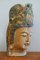 Large Wooden Buddha Head with Old Painting 5