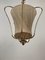 Lampe à Suspension Style Régence en Laiton avec Abat-Jour en Soie, 1950s 4