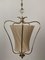 Lámpara colgante austriaca estilo Regency de latón con pantalla de seda, años 50, Imagen 2