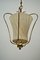 Lámpara colgante austriaca estilo Regency de latón con pantalla de seda, años 50, Imagen 7