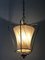 Lampe à Suspension Style Régence en Laiton avec Abat-Jour en Soie, 1950s 9