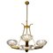 Art Deco Brass Mounted Murano Glass Chandelier by Ercole Barovier, 1940, Image 1