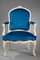 Fauteuils Louis XV en Velours Bleu Canard, Set de 4 4