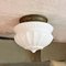 Antique Italian White Glass Wall or Ceiling Lamp with Metal Lamp Holder, 1900s 3