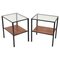 Italian Iron, Glass & Wood Coffee Table, 1960s, Set of 2 1