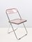 Italian Pink Acrylic Glass Folding Plia Chairs by Giancarlo Piretti for Castelli, 1975, Set of 4, Image 13