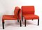 Mid-Century Italian Red Fabric and Black Plastic Armchairs, 1980s, Set of 2 19