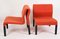 Mid-Century Italian Red Fabric and Black Plastic Armchairs, 1980s, Set of 2 17