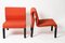 Mid-Century Italian Red Fabric and Black Plastic Armchairs, 1980s, Set of 2, Image 13