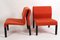Mid-Century Italian Red Fabric and Black Plastic Armchairs, 1980s, Set of 2 18