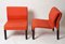 Mid-Century Italian Red Fabric and Black Plastic Armchairs, 1980s, Set of 2 9