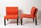 Mid-Century Italian Red Fabric and Black Plastic Armchairs, 1980s, Set of 2, Image 6