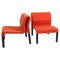 Mid-Century Italian Red Fabric and Black Plastic Armchairs, 1980s, Set of 2, Image 1