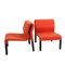 Italienische Mid-Century Sessel aus rotem Stoff & schwarzem Kunststoff, 1980er, 2er Set 2