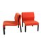 Mid-Century Italian Red Fabric and Black Plastic Armchairs, 1980s, Set of 2, Image 2