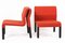 Mid-Century Italian Red Fabric and Black Plastic Armchairs, 1980s, Set of 2 16