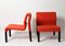 Mid-Century Italian Red Fabric and Black Plastic Armchairs, 1980s, Set of 2, Image 14