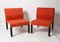 Mid-Century Italian Red Fabric and Black Plastic Armchairs, 1980s, Set of 2 4