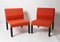Mid-Century Italian Red Fabric and Black Plastic Armchairs, 1980s, Set of 2, Image 4