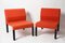 Mid-Century Italian Red Fabric and Black Plastic Armchairs, 1980s, Set of 2 3