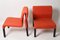 Mid-Century Italian Red Fabric and Black Plastic Armchairs, 1980s, Set of 2 15