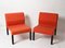 Mid-Century Italian Red Fabric and Black Plastic Armchairs, 1980s, Set of 2 5